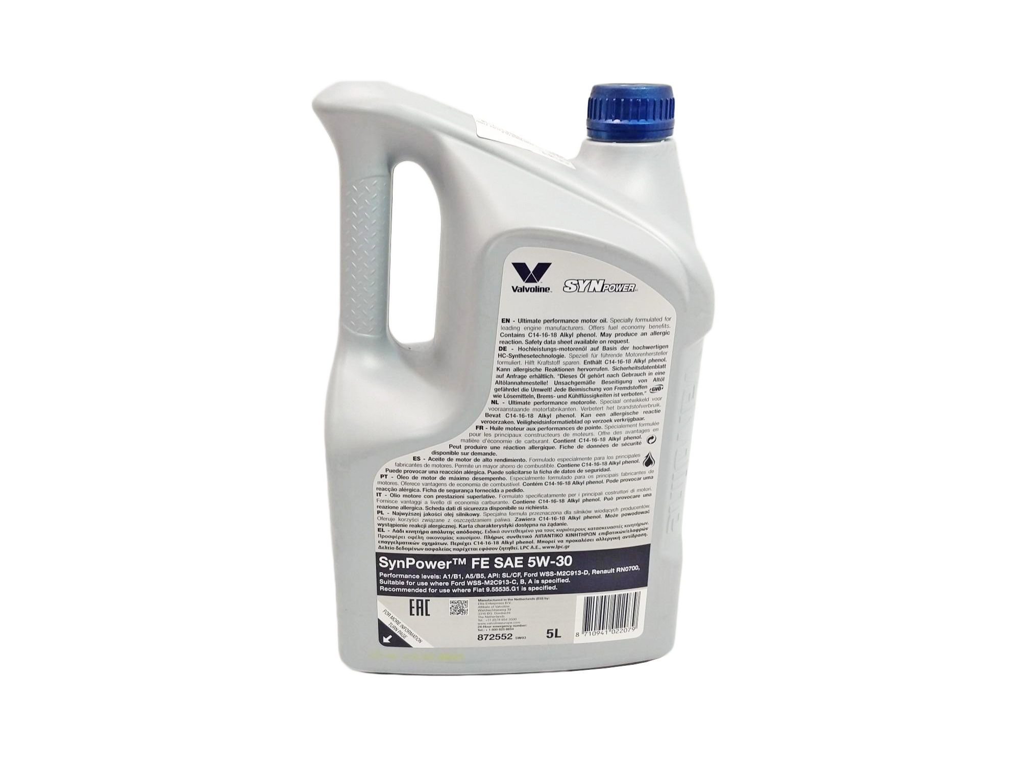 ACEITE SINTETICO SYNPOWER FE SAE 5W-30 5 LTS - foto 3