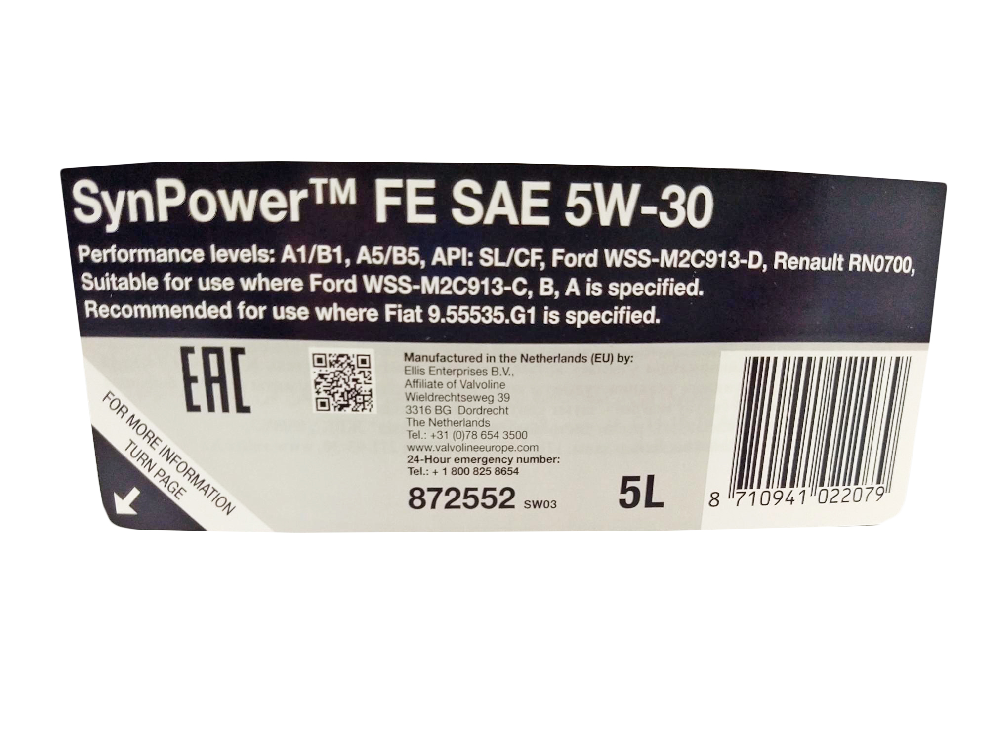 ACEITE SINTETICO SYNPOWER FE SAE 5W-30 5 LTS - foto 4